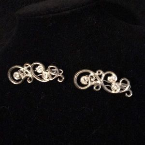 Silver and crystal hair clips